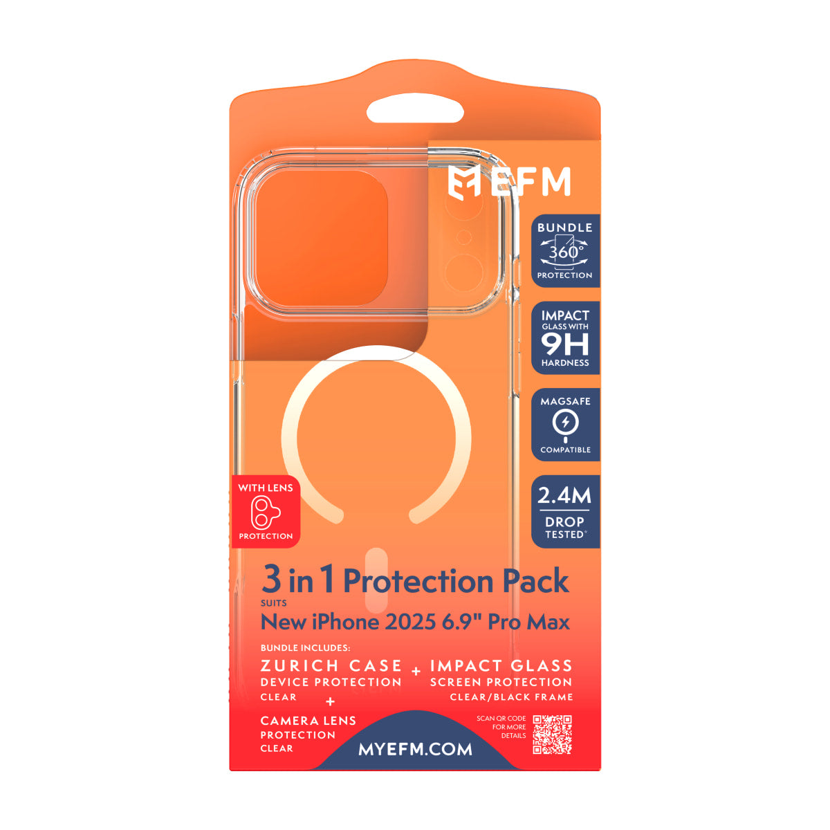 EFM 3-in-1 Case, Screen Armour and Camera Lens Armour Bundle - For iPhone 17 Pro Max